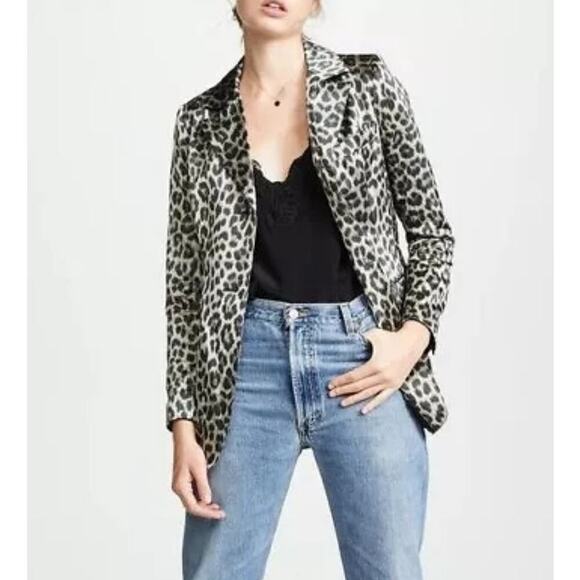 Smythe Original Boyfriend Blazer In Classic Grey Leopard Size 4 - Picture 3 of 11